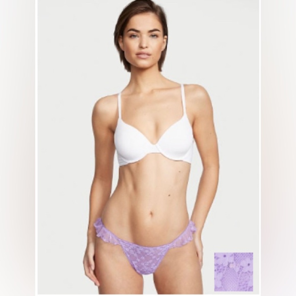 Victoria Secret Purple Lace Thong in size Medium
